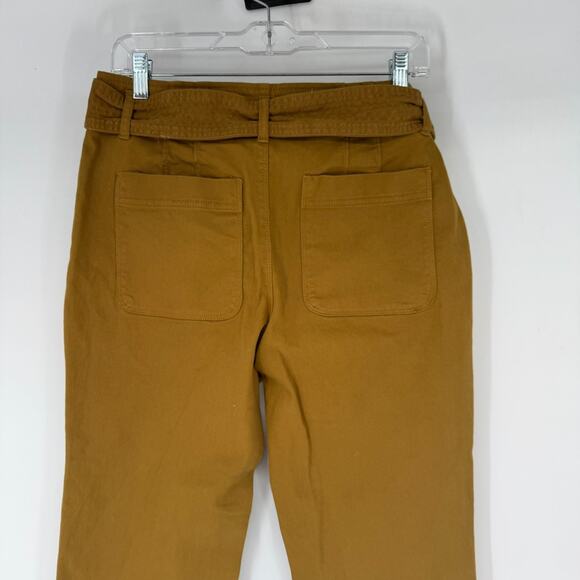 NWT Loft Cropped Pants Womens 6P Camel Paperbag Waist Belted High Rise Stretch - Picture 4 of 11